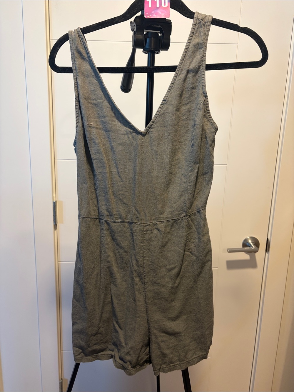 110 charcoal, gray shorts, romper, dynamite linen blend